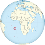 Global position of Saint Helena, with respect to the UK